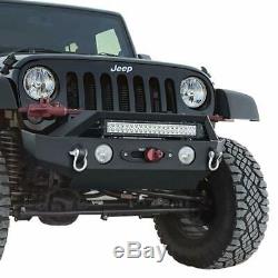 For 2007-2018 Front Jeep Wrangler JK Bumper Front+Light Bar+D-Ring Winch Plate