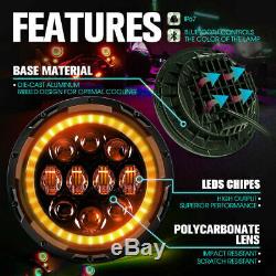 Front Bumper+D-Rings+LED Light Bar+75W RGB Headlight Fog Lamp For Jeep JK JKU