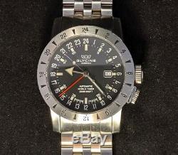GLYCINE Airman 46 GMT World Timer Ref#3820 ONE-Year Warranty with Box & Papers