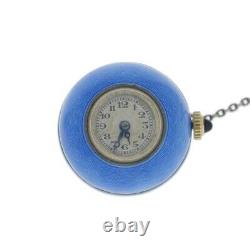 Guilloche Enamel Ball Pendant Watch 1930's Serviced One Year Warranty