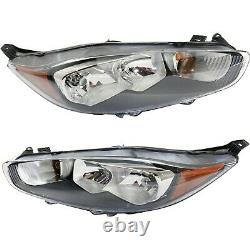 Headlight Set For 2014-2017 Ford Fiesta With Amber Turn Signal Light CAPA 2Pc