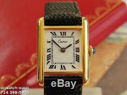 Ladies CARTIER TANK, Roman Numerals Dial, Serviced With One Year Warranty