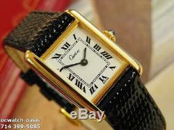 Ladies CARTIER TANK, Roman Numerals Dial, Serviced With One Year Warranty