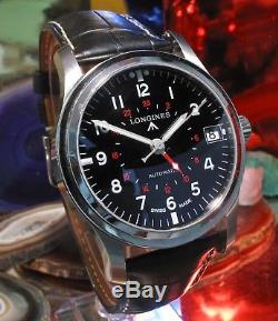Longines Avigation Automatic Date watch L2.831.4 One Year Warranty GMT swiss