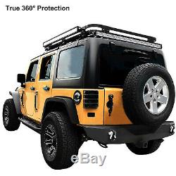 No Cutting Rear Bumper+Hitch Receiver+Shackle Rings Fit 07-18 Jeep Wrangler JK
