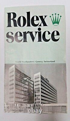 Rolex Service Booklet One Year Factory Service Warranty Collectible, Rare, Open