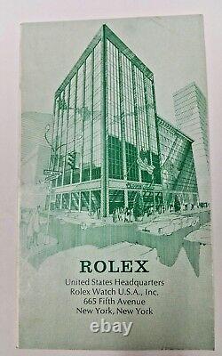 Rolex Service Booklet One Year Factory Service Warranty Collectible, Rare, Open