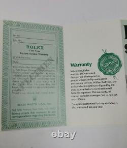 Rolex Service Booklet One Year Factory Service Warranty Collectible, Rare, Open