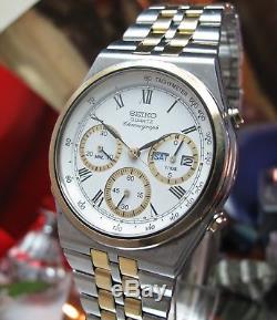 Seiko 7A38-728A serviced watch two tone day date chronograph One Year Warranty
