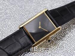 Unisex Cartier Tank, Black Dial, Croc Cartier Strap and Buckle One Year Warranty