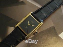 Unisex Cartier Tank, Black Dial, Croc Cartier Strap and Buckle One Year Warranty