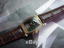 Vintage 1948 Men's Bulova, 17 Jewels Swiss Made Green Dial One Year Warranty