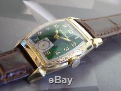 Vintage 1948 Men's Bulova, 17 Jewels Swiss Made Green Dial One Year Warranty