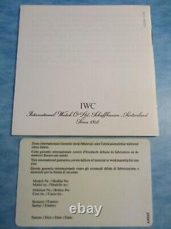 Vintage IWC Watch Open New-Old-Stock One Year International Guarantee Card +Book