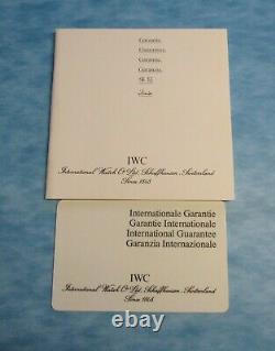 Vintage IWC Watch Open New-Old-Stock One Year International Guarantee Card +Book