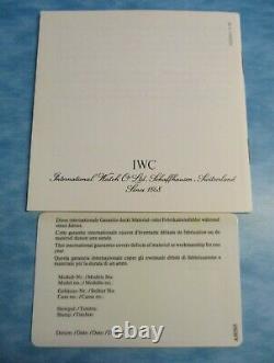 Vintage IWC Watch Open New-Old-Stock One Year International Guarantee Card +Book